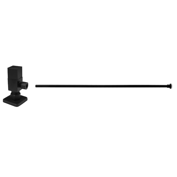 Westbrass 20" Flat Head Toilet Supply Kit with Square Handle 1/4-Turn Angle Stop, Matte Black D105QST-62 - main